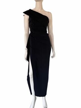 NICOLE BAKTI one shoulder maxi dress/gown navy sz XS